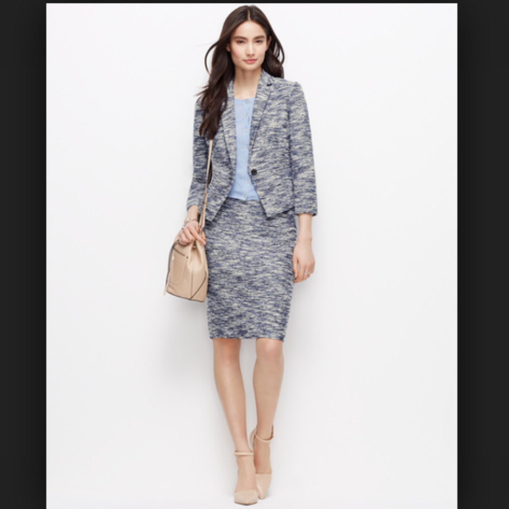 Ann Taylor Blue  Tweed Pencil Skirt